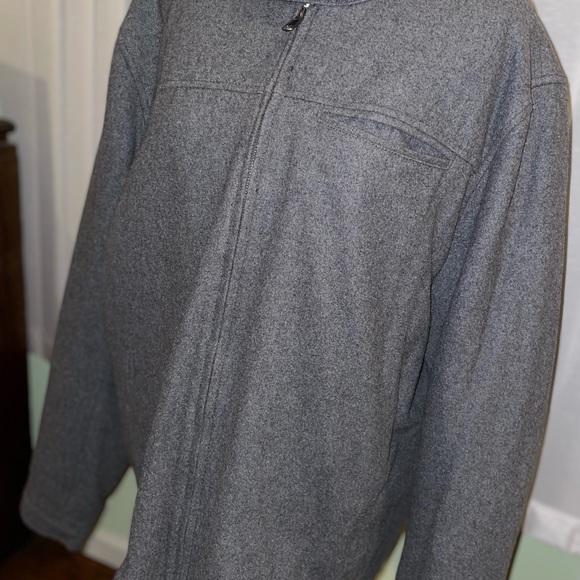Men’s Gray Fleece Wool Jacket Big and Tall casual coats outdoor apparel - Picture 4 of 6